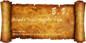 Bogárdi Valéria névjegykártya