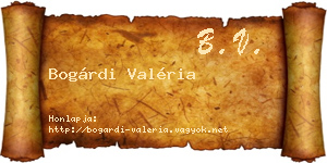 Bogárdi Valéria névjegykártya